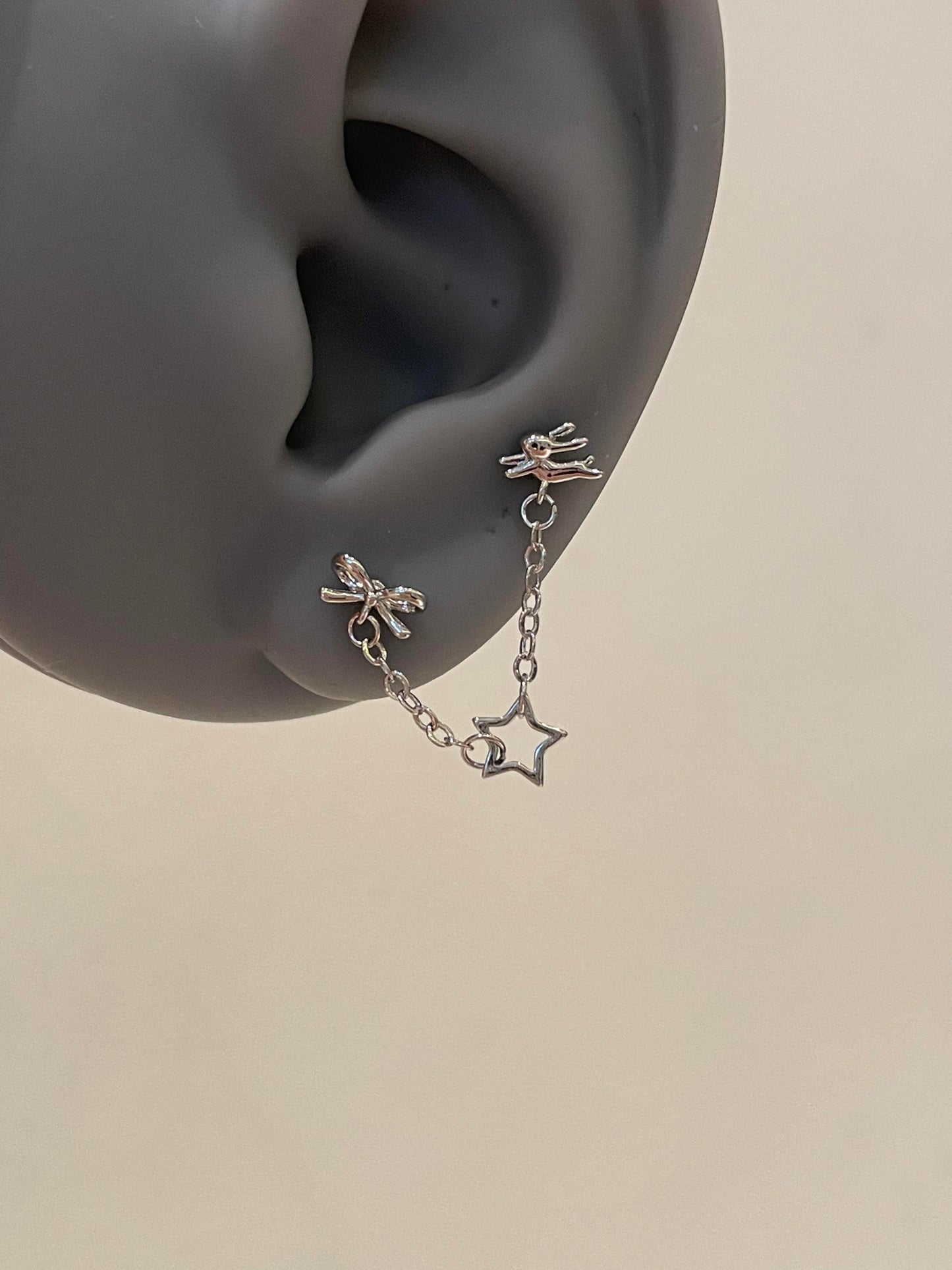 Bow-Star-Bunny Chain Earrings