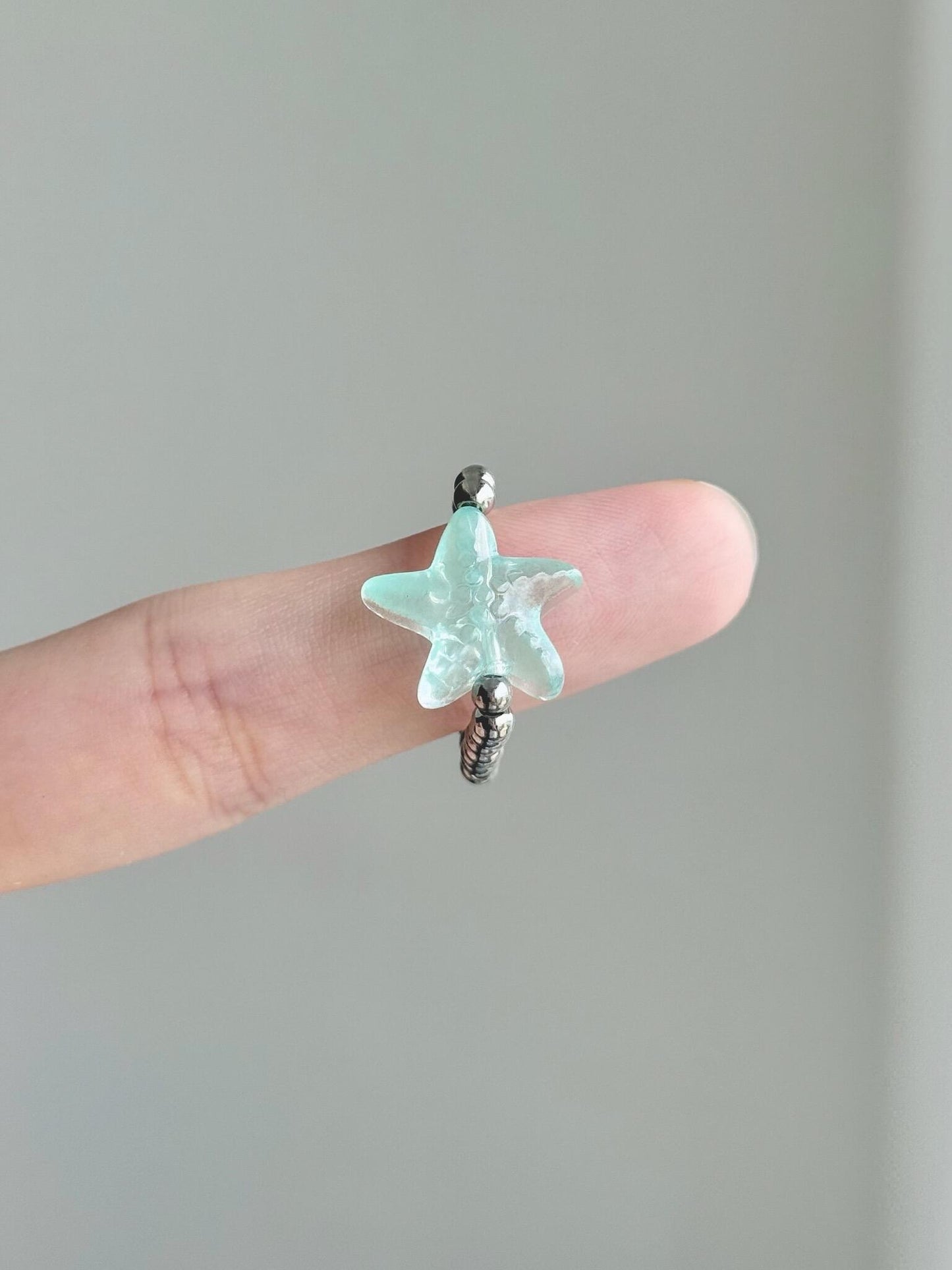 Seafoam Star Adjustable Ring