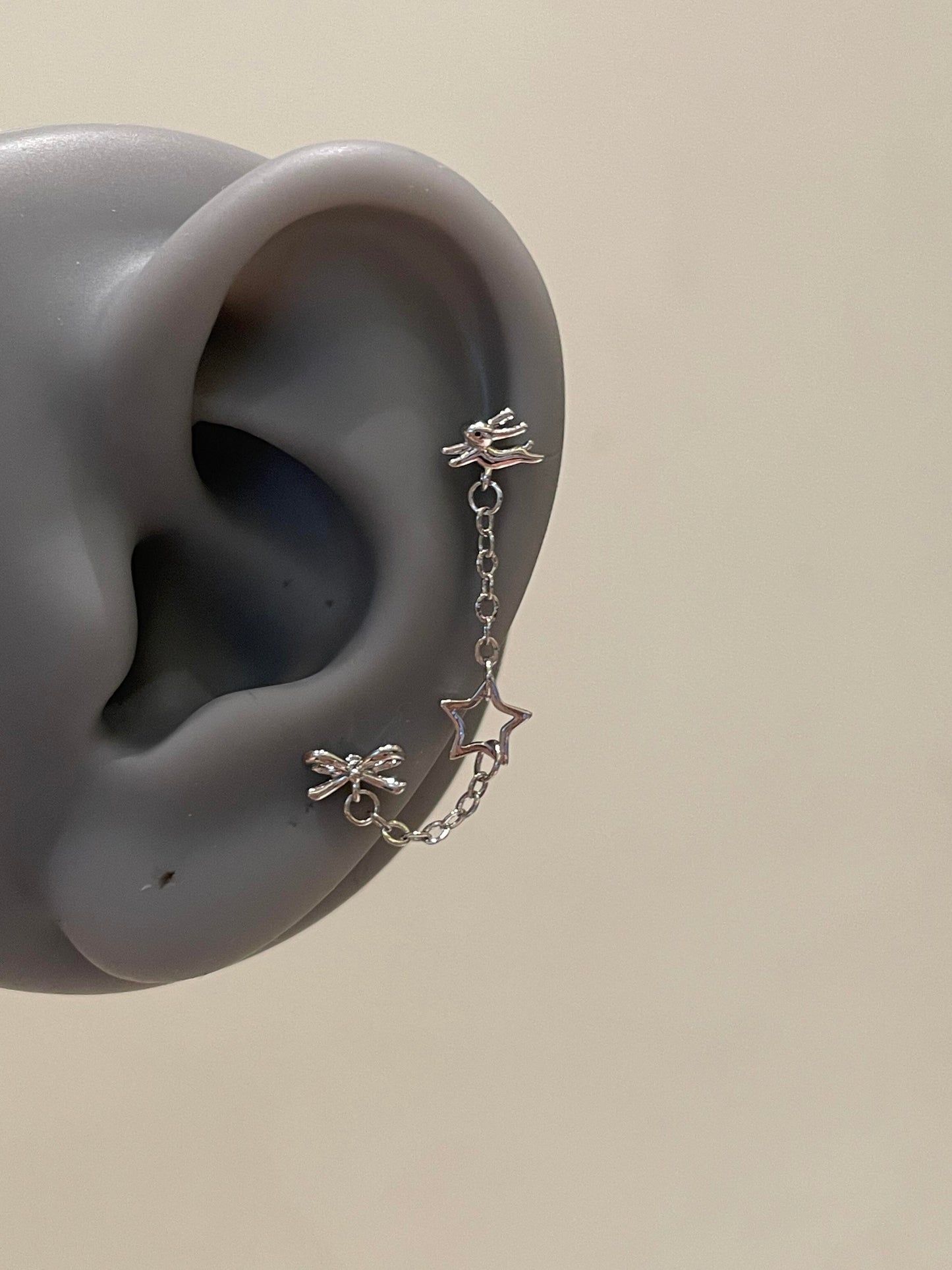 Bow-Star-Bunny Chain Earrings