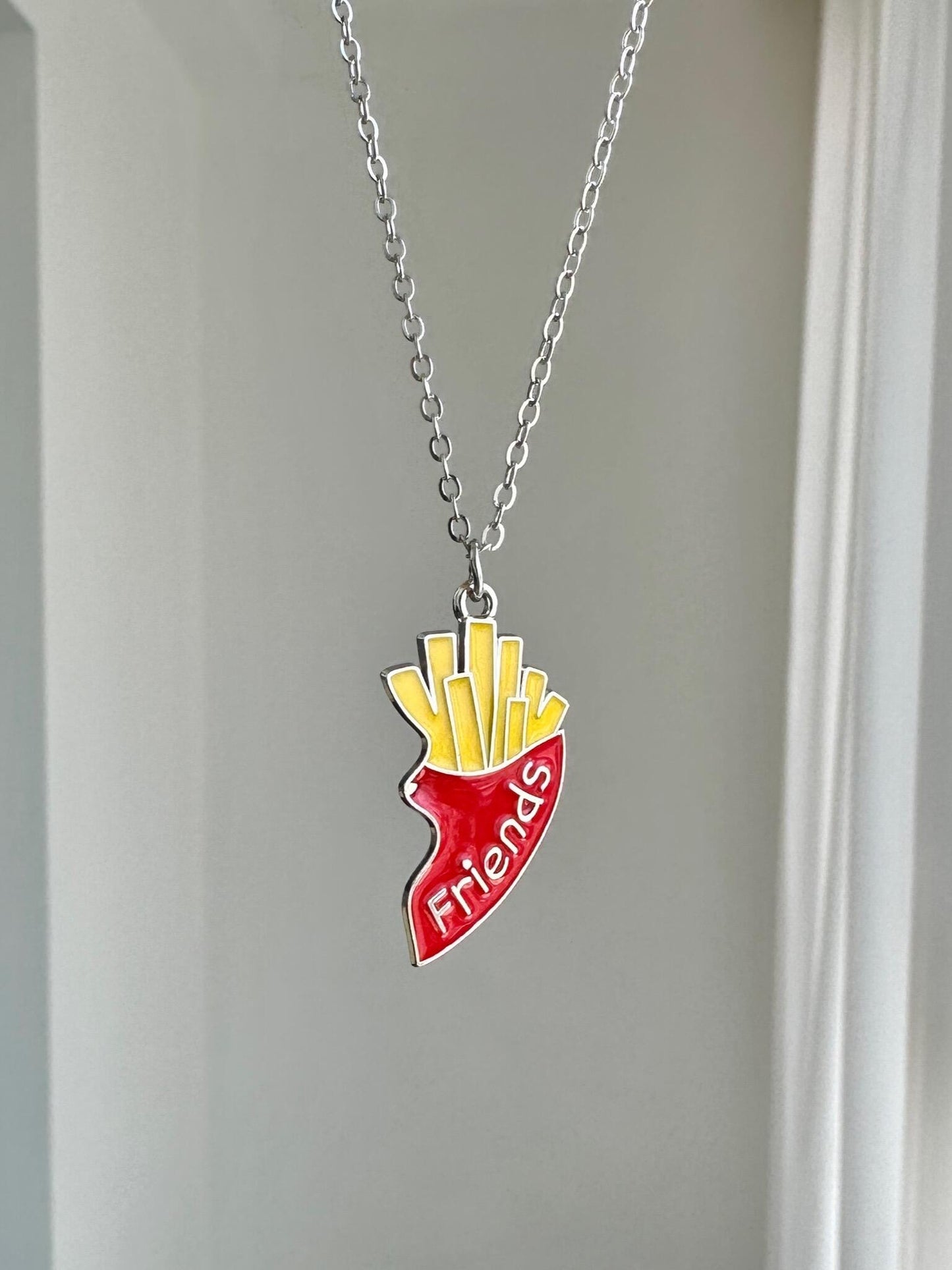 Best friend Burger & Fries Split Matching Necklace Set