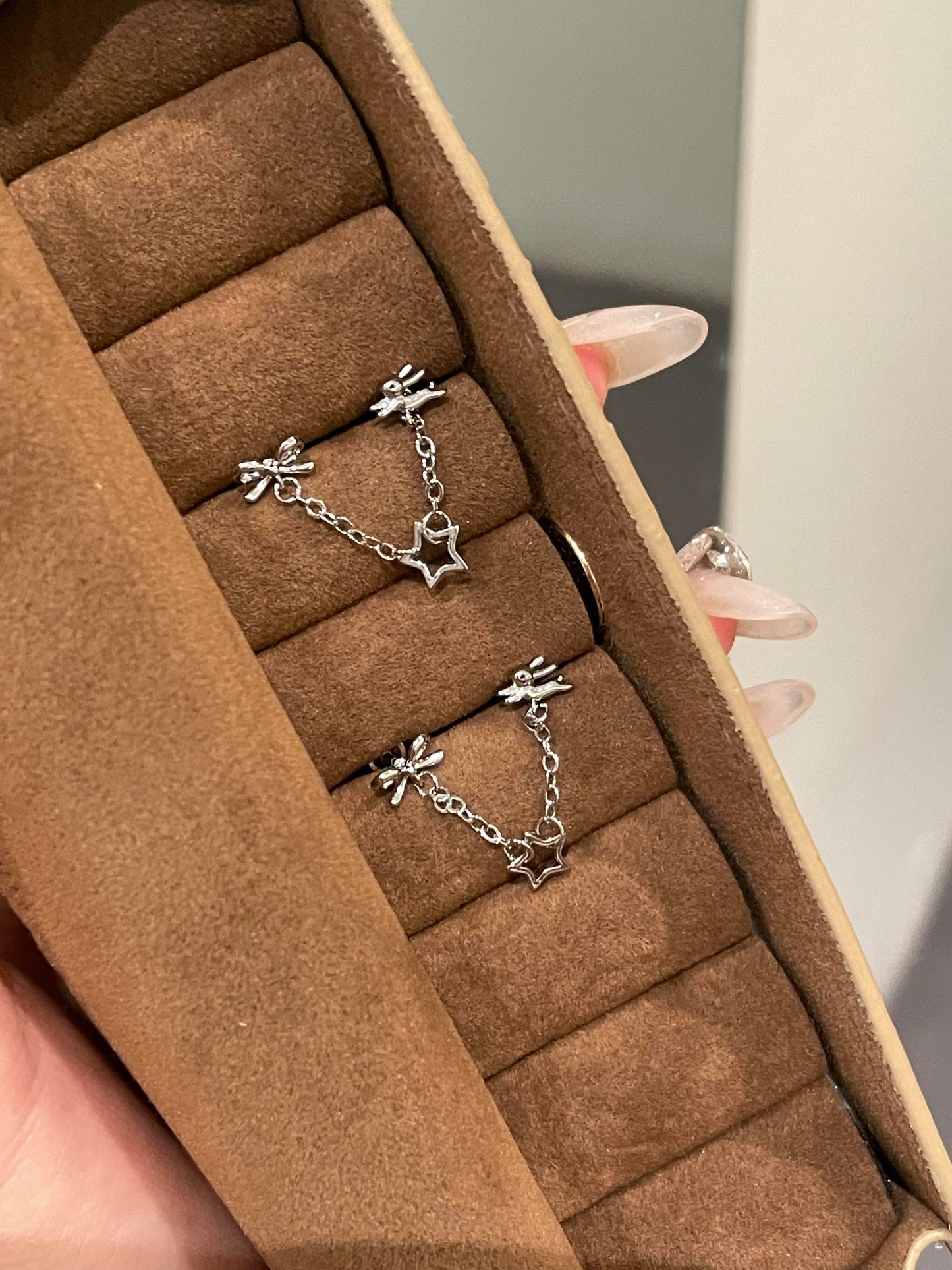 Bow-Star-Bunny Chain Earrings