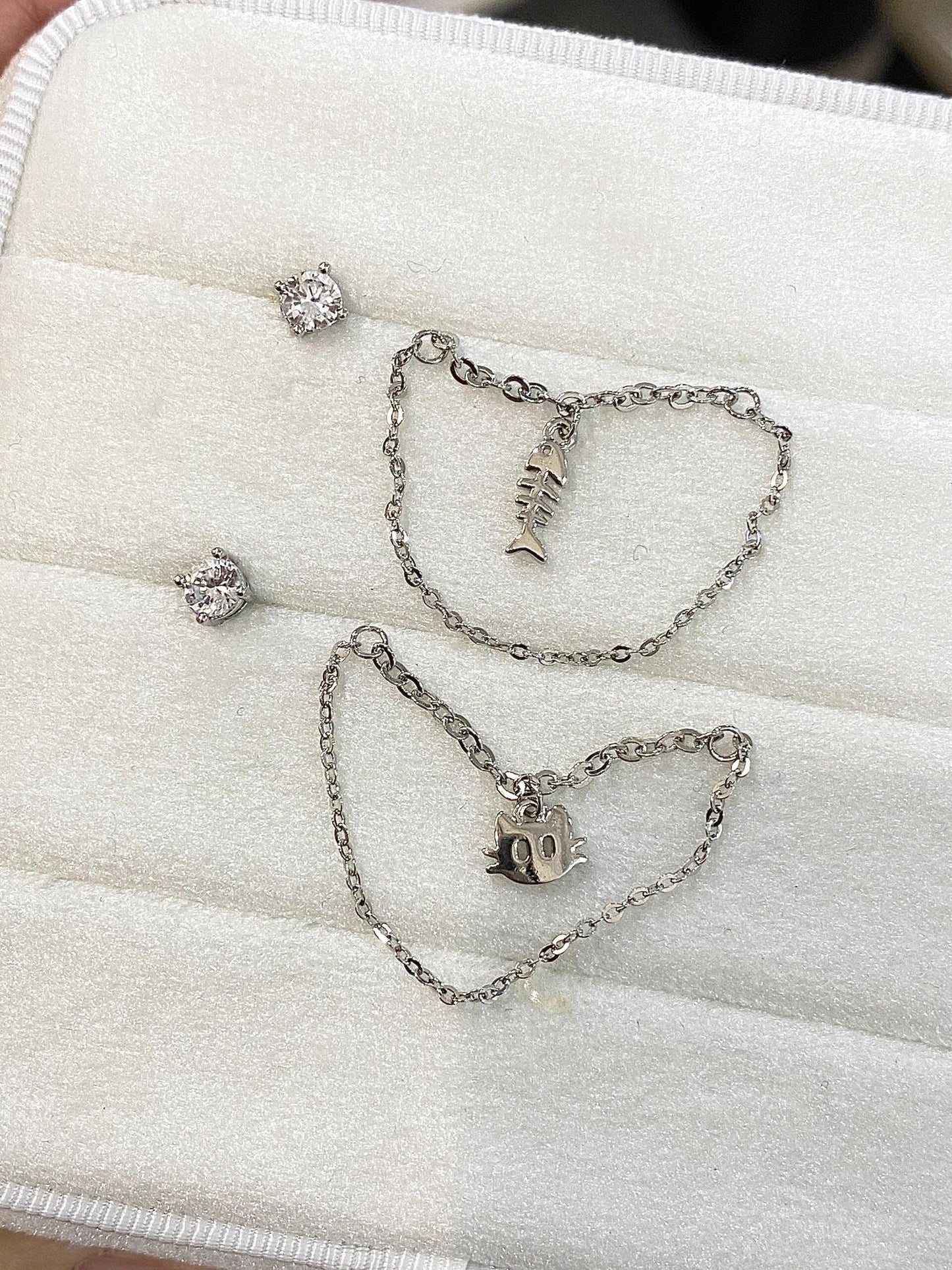 Hanging Fish Chain Earrings