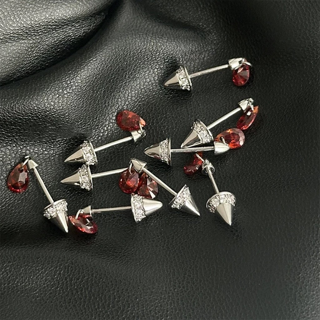 Crimson Fang Vertical Helix Earrings