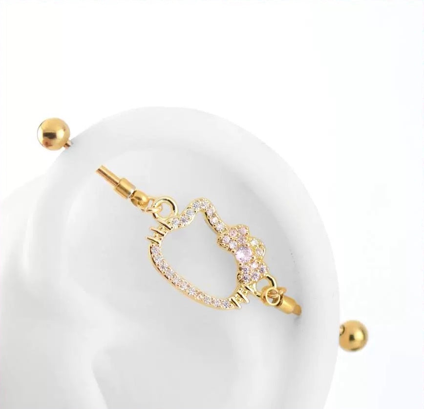 Kitty Gold Glitz Industrial Earrings