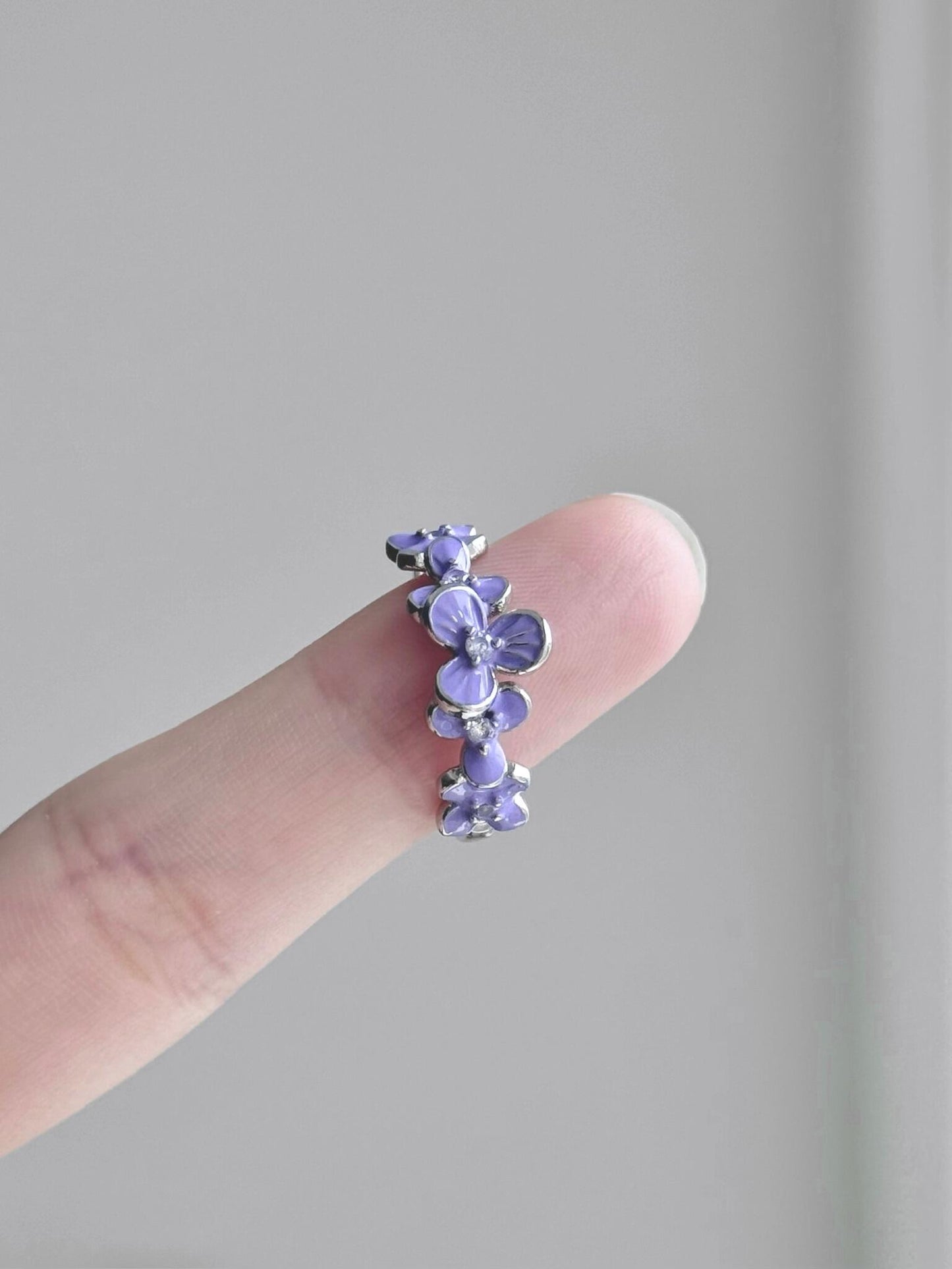 Violet Flowers Adjustable Ring