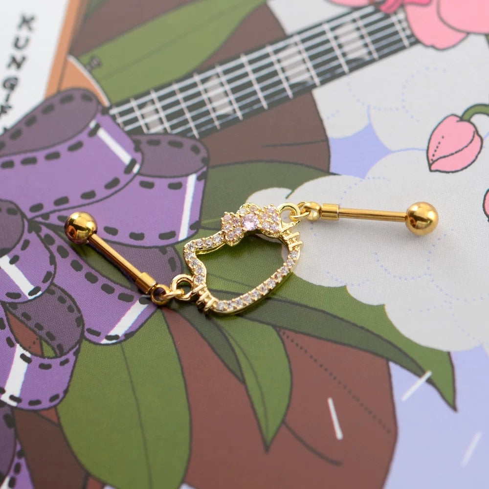 Kitty Gold Glitz Industrial Earrings