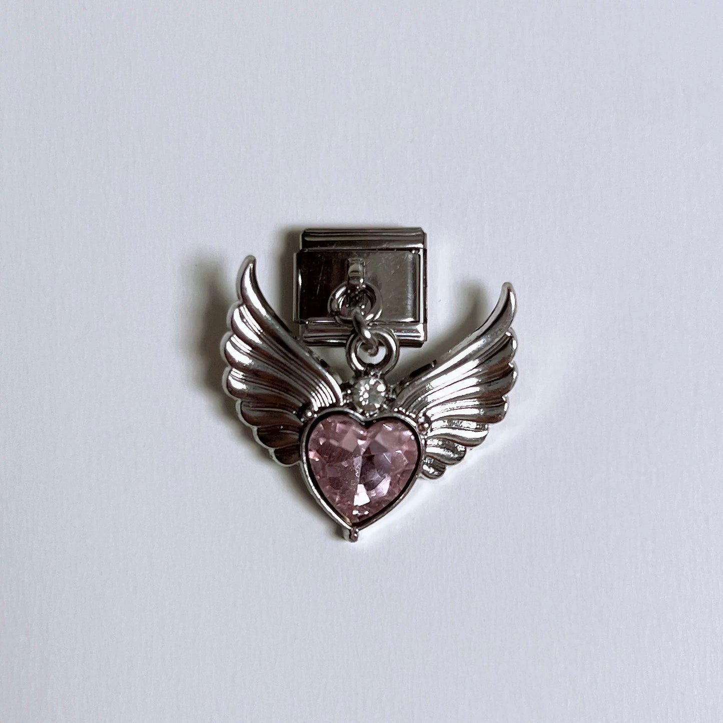 Pink Angel Heart Italian Bracelet Charm
