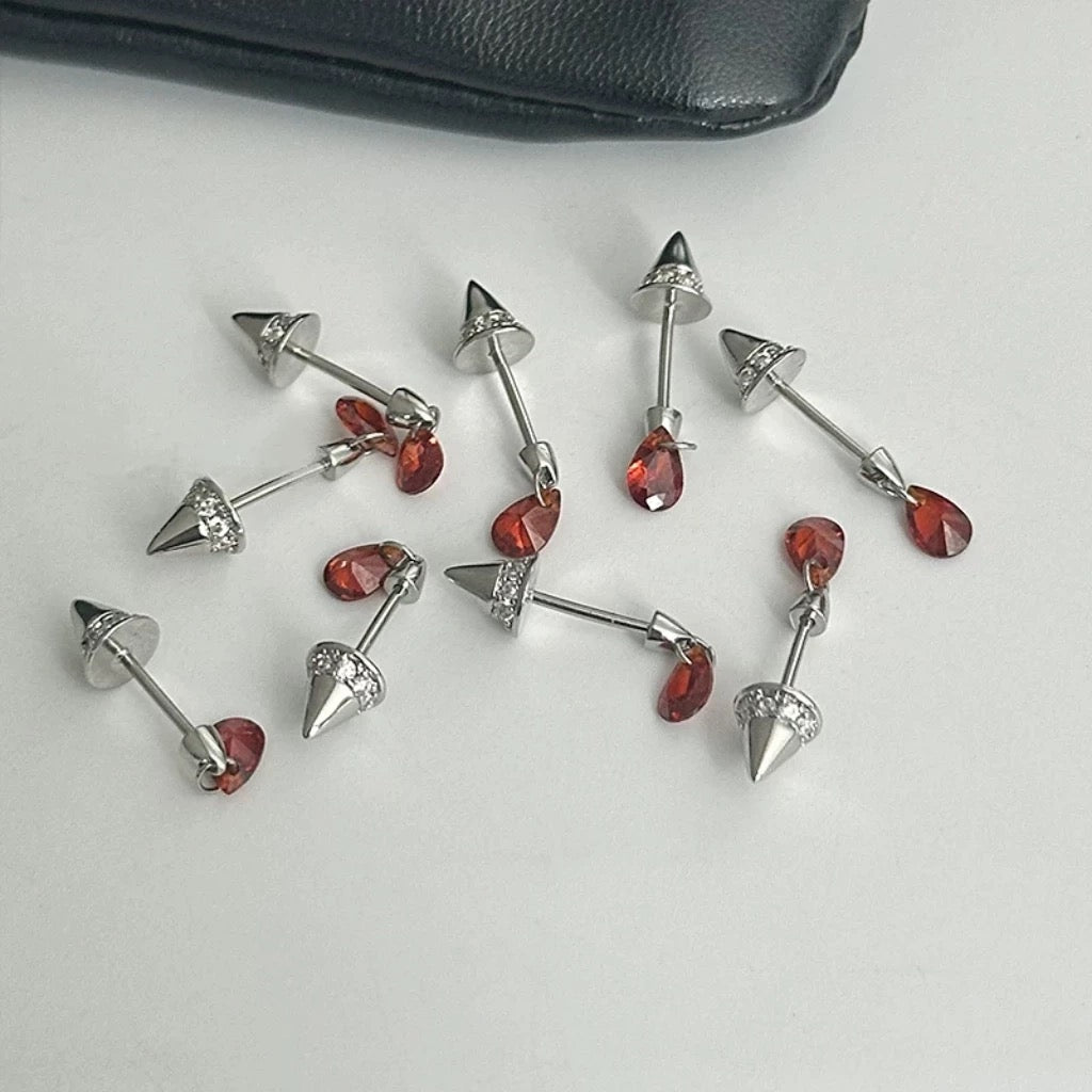 Crimson Fang Vertical Helix Earrings