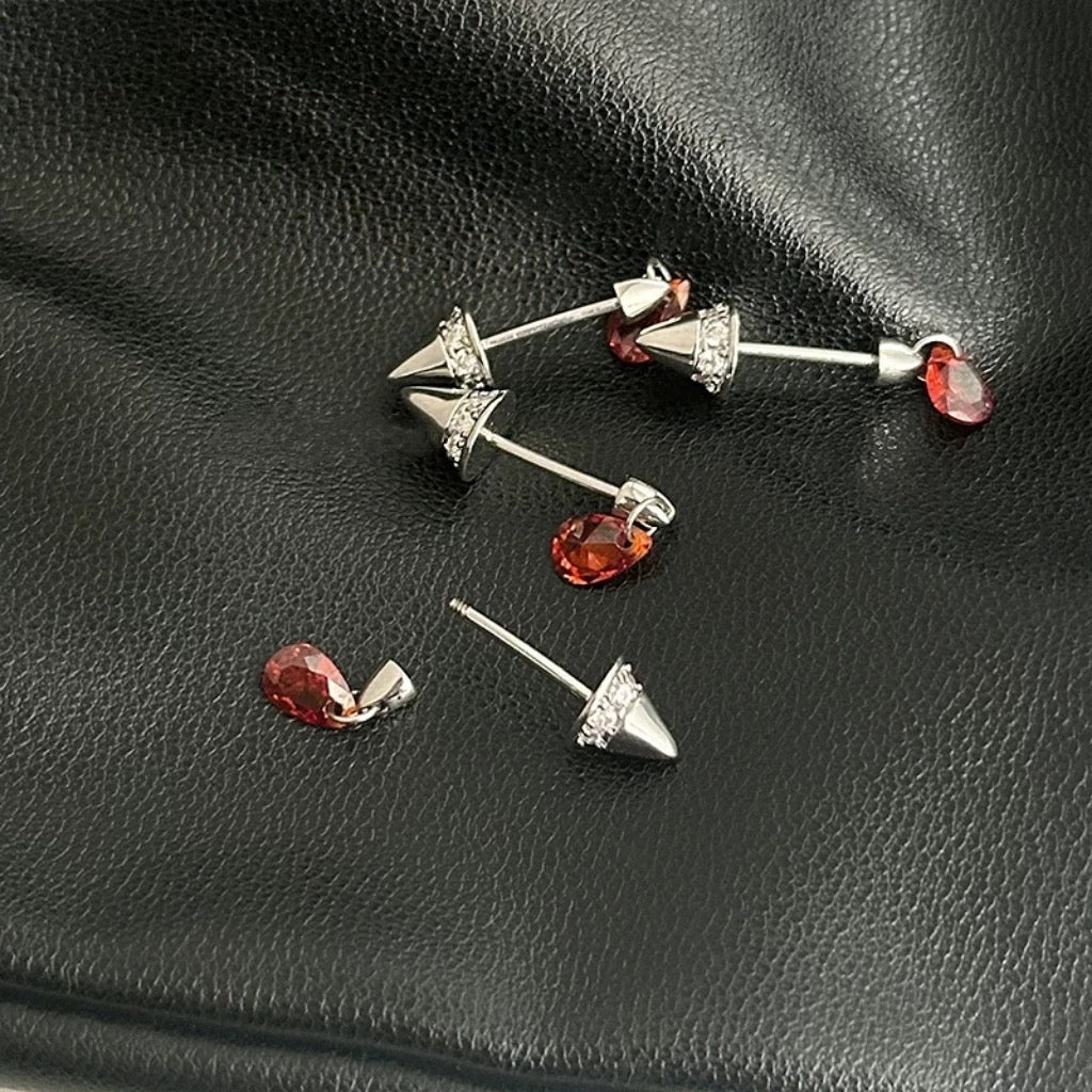 Crimson Fang Vertical Helix Earrings