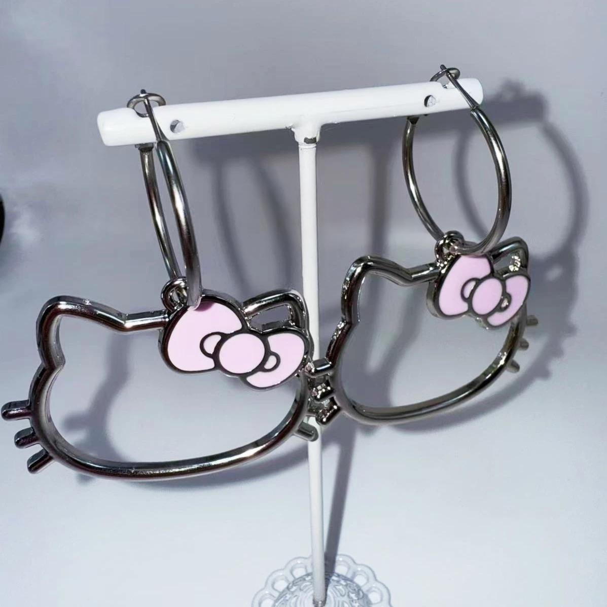 Kitty Charm Hoop Earrings