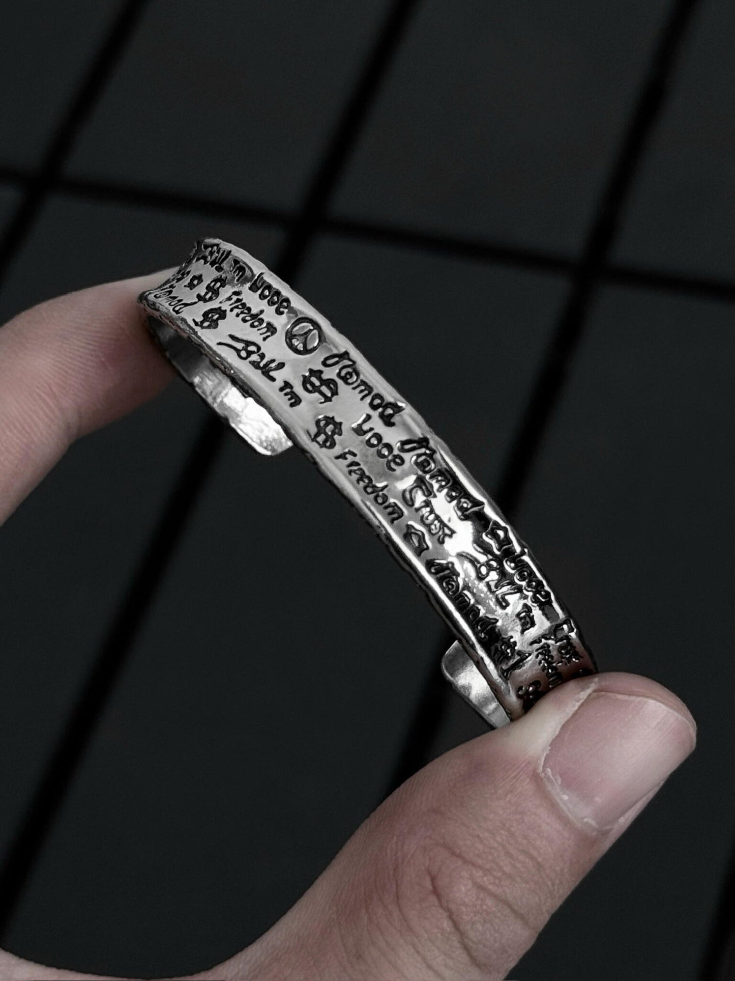 Graffiti Etch Bangle Bracelet