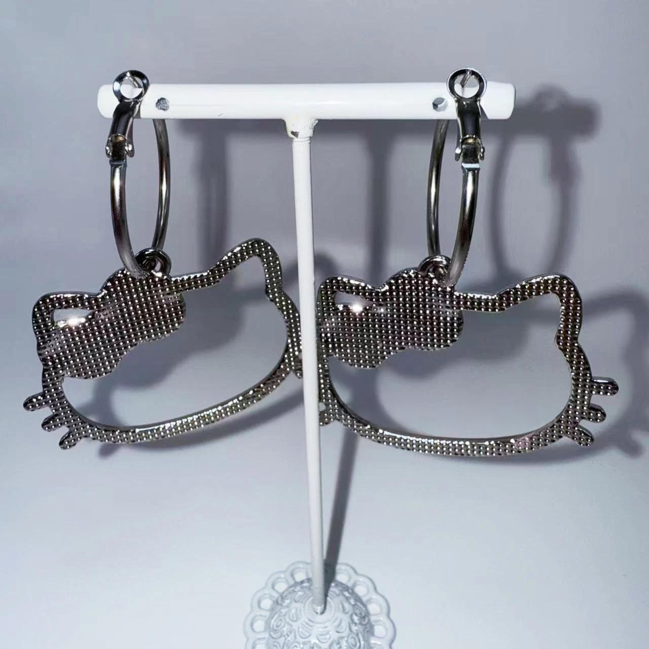 Kitty Charm Hoop Earrings