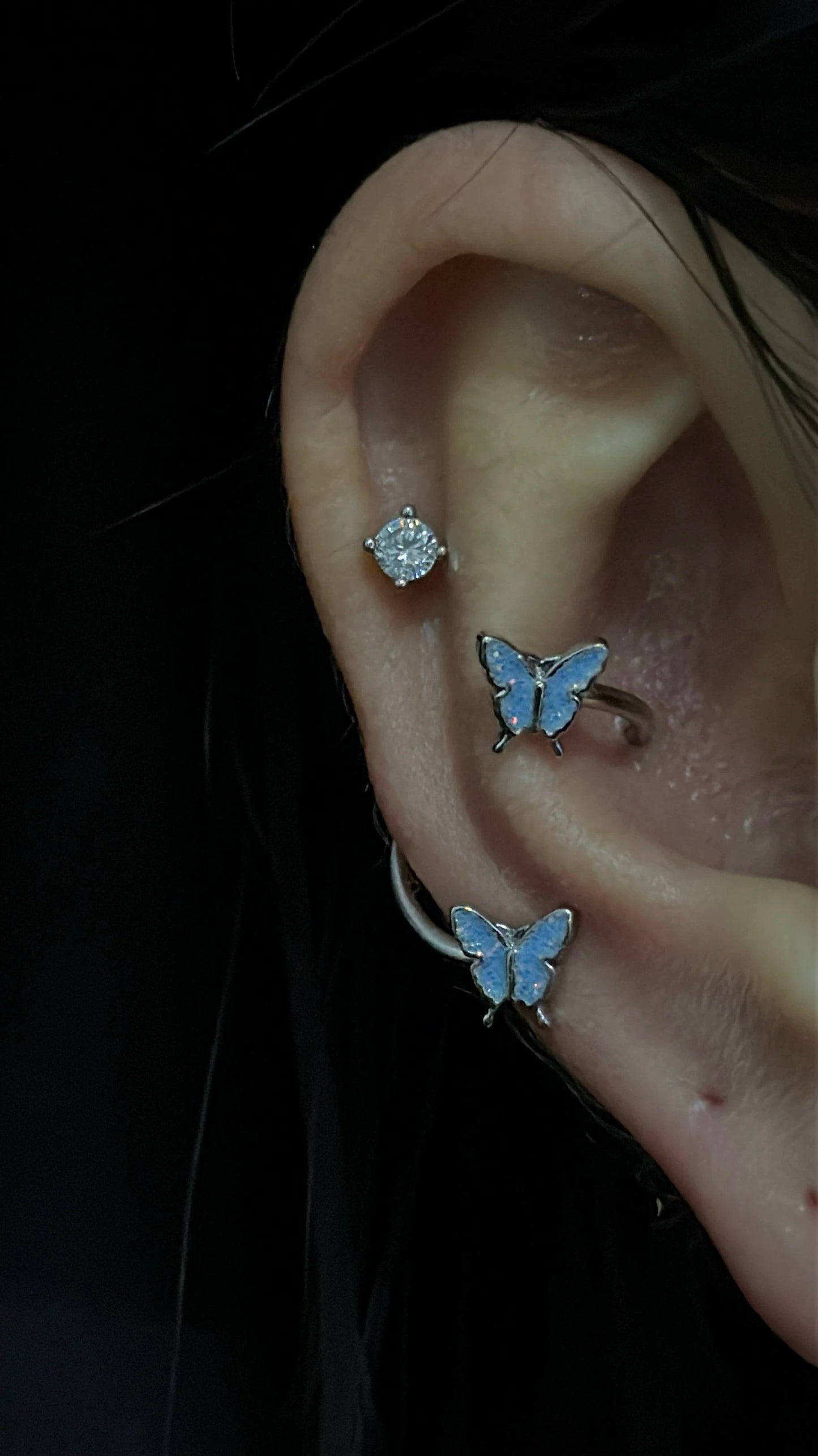 Lapis Butterfly Conch Earrings