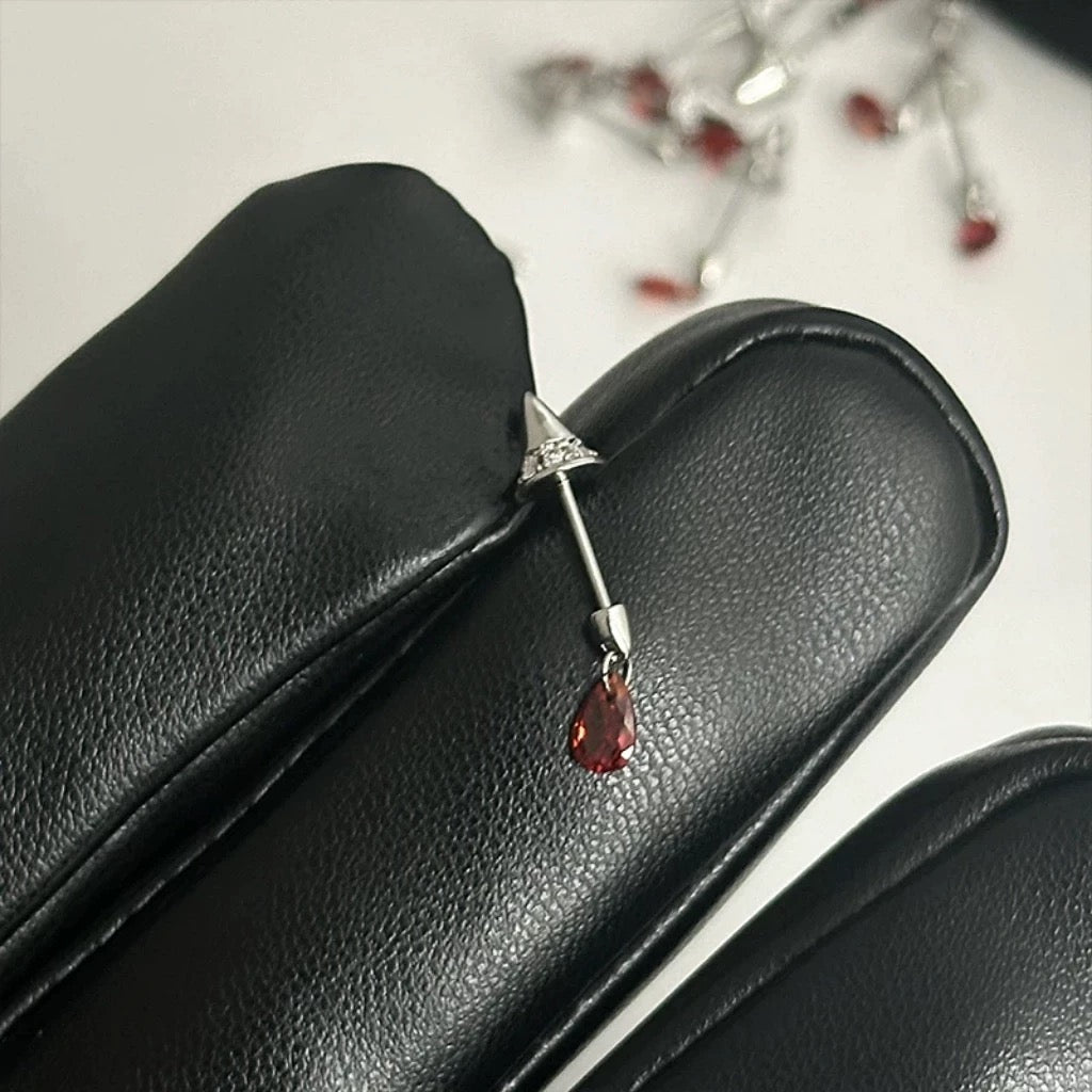 Crimson Fang Vertical Helix Earrings