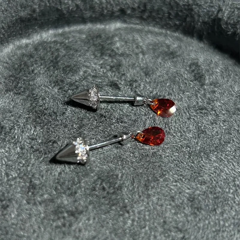 Crimson Fang Vertical Helix Earrings