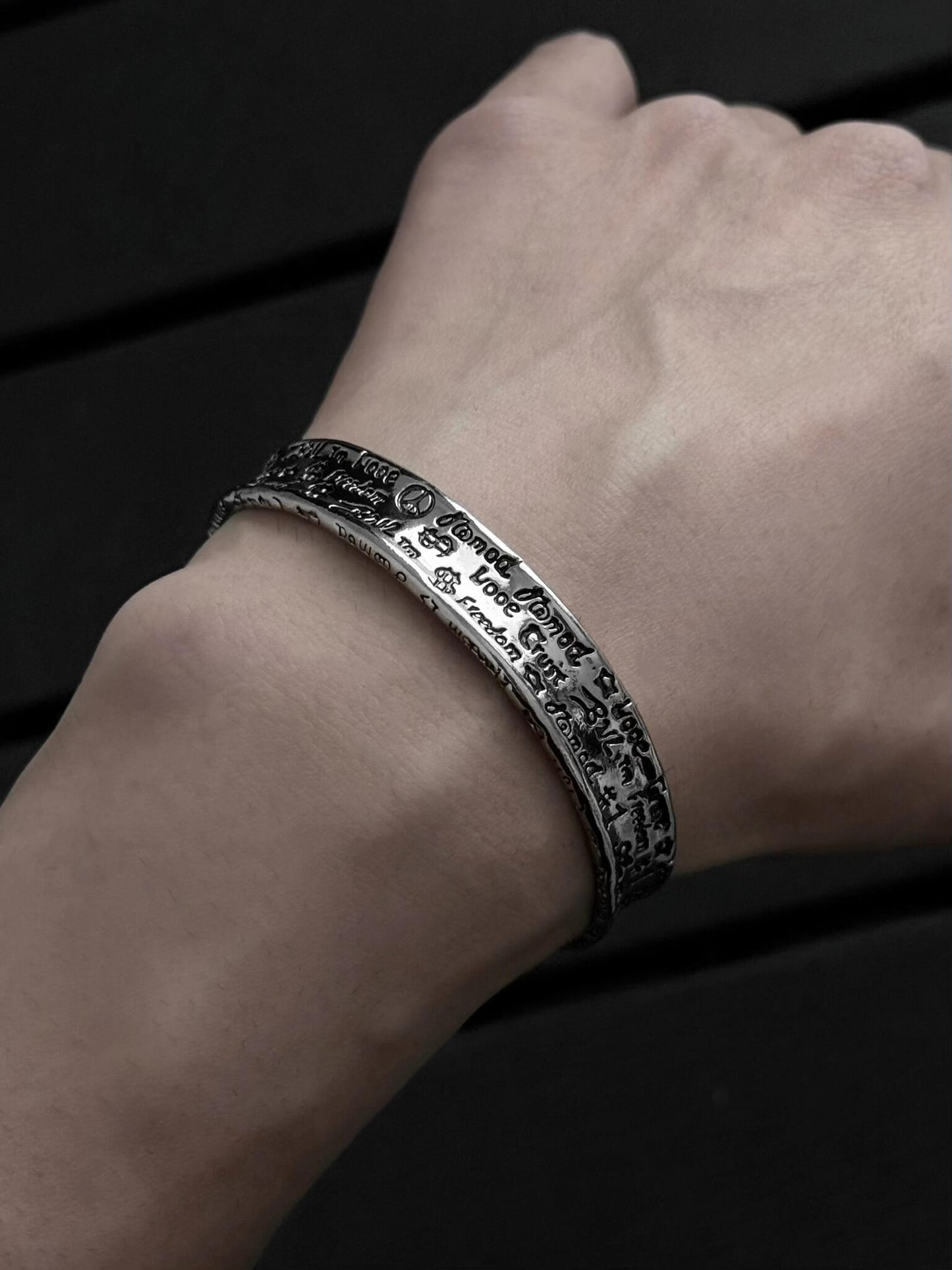 Graffiti Etch Bangle Bracelet