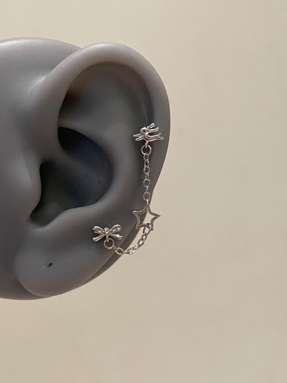 Bow-Star-Bunny Chain Earrings