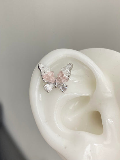 Crystal Butterfly Helix Earrings