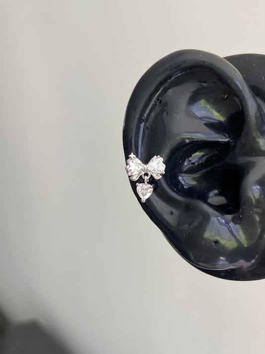 Bow Heart Helix Earrings