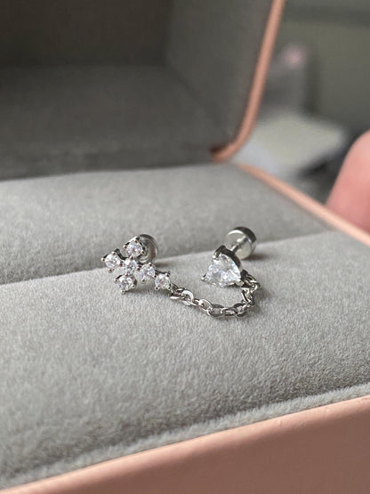 Heart & Halo Chain Earrings