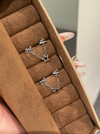 Bow-Star-Bunny Chain Earrings