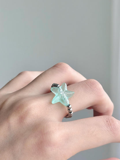 Seafoam Star Adjustable Ring