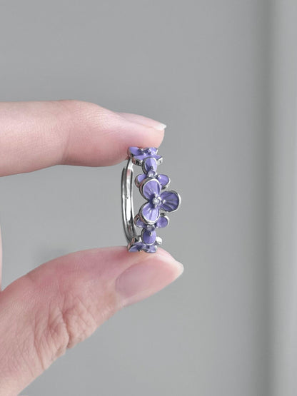 Violet Flowers Adjustable Ring