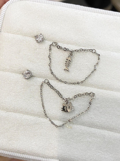 Hanging Fish Chain Earrings