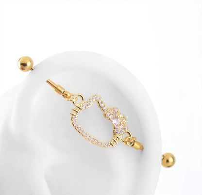 Kitty Gold Glitz Industrial Earrings