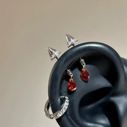 Crimson Fang Vertical Helix Earrings