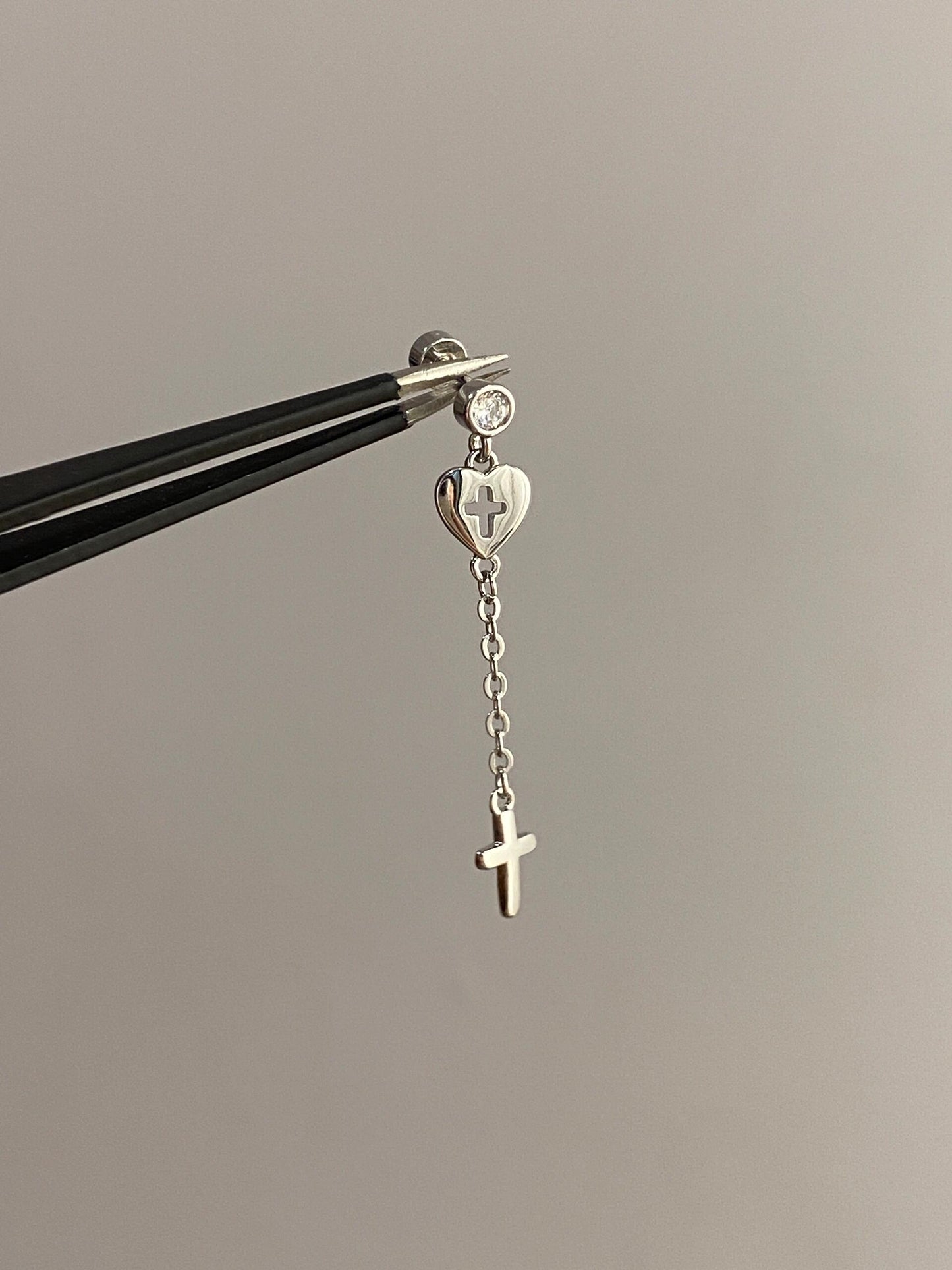 Cross Dangle Helix Earrings