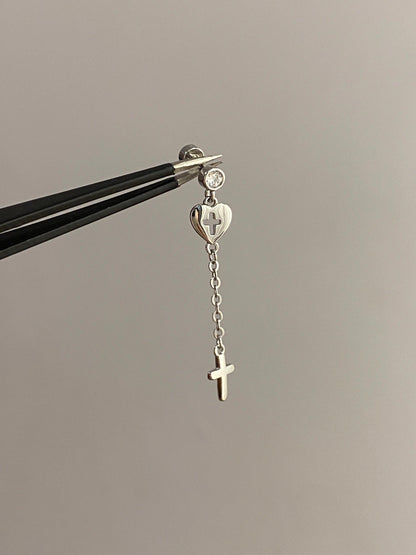 Cross Dangle Helix Earrings