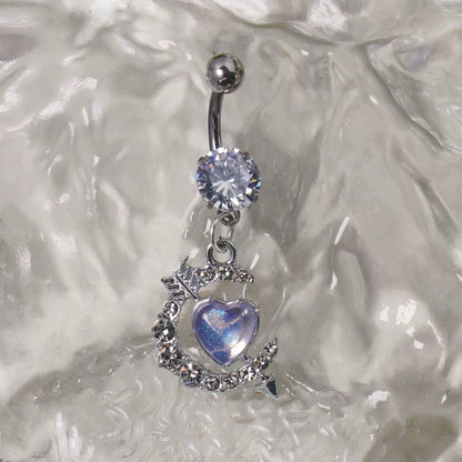 Purple Pierced Heart Belly Bar