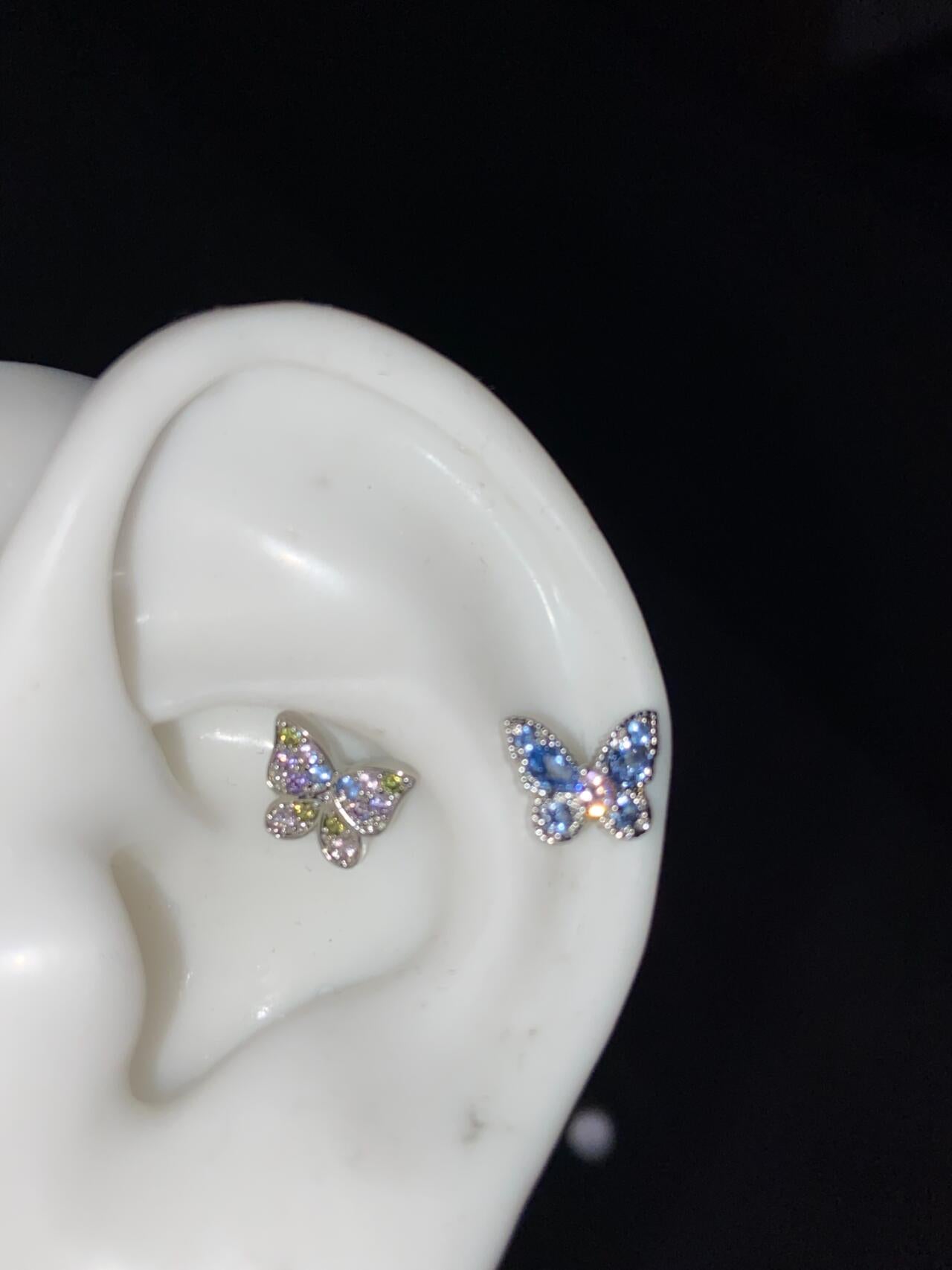 Blue Blossom Butterfly Helix Earrings