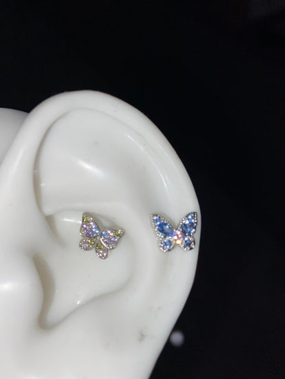 Blue Blossom Butterfly Helix Earrings