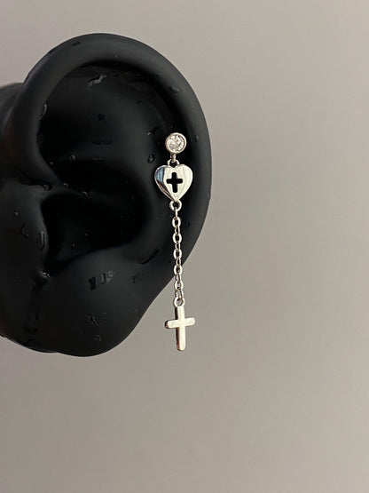 Cross Dangle Helix Earrings