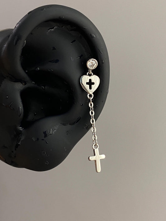 Cross Dangle Helix Earrings