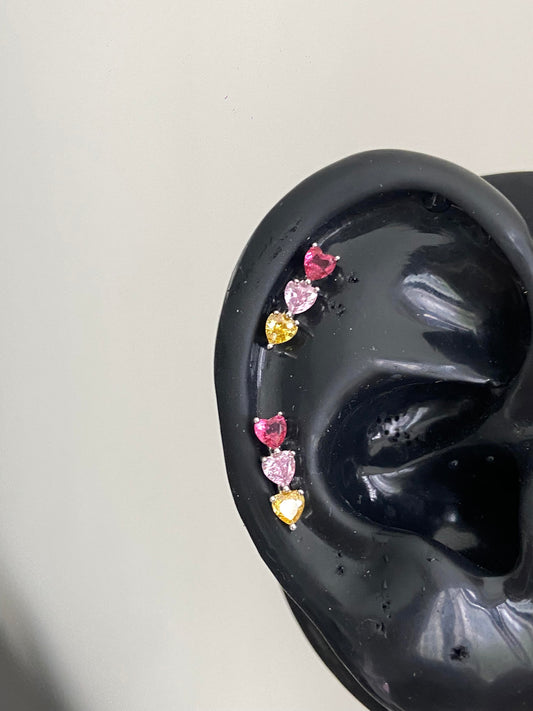 Colourful Hearts Helix Earrings