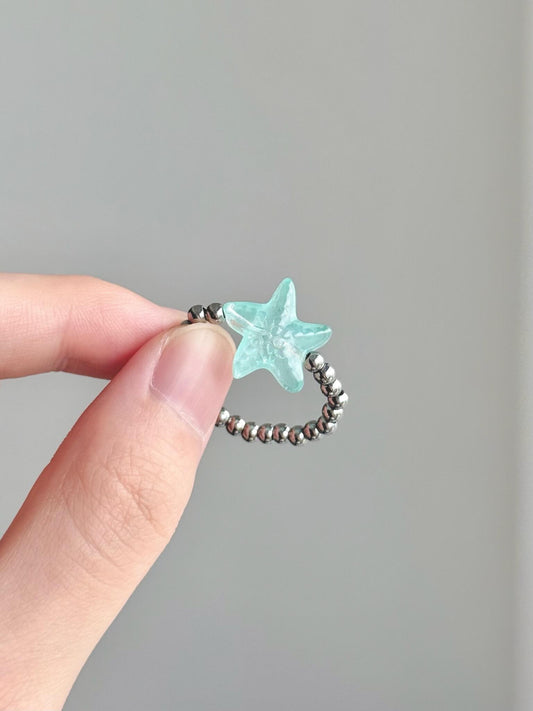 Seafoam Star Adjustable Ring