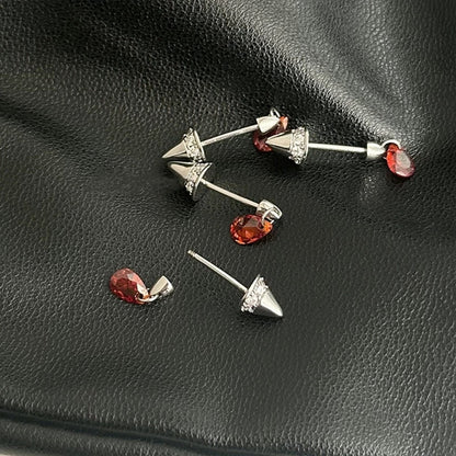 Crimson Fang Vertical Helix Earrings