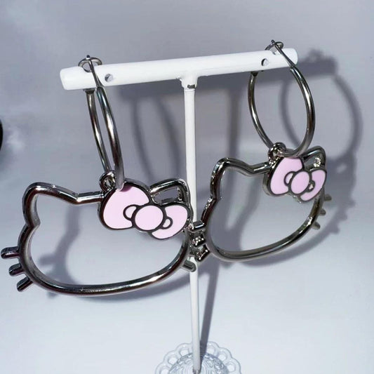 Kitty Charm Hoop Earrings