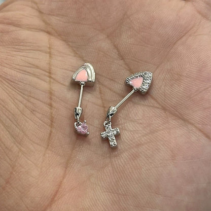 Halo and Hex Vertical Helix Earrings Set