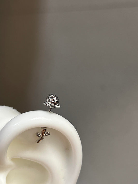 Steel Rose Helix Earrings