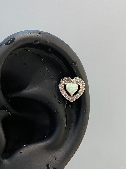 Frosted Heart Helix Earrings