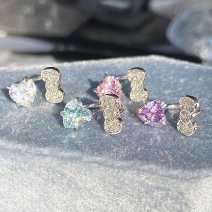 Purple Heart Kitty Helix Earrings