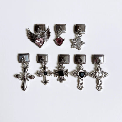 Pink Angel Heart Italian Bracelet Charm