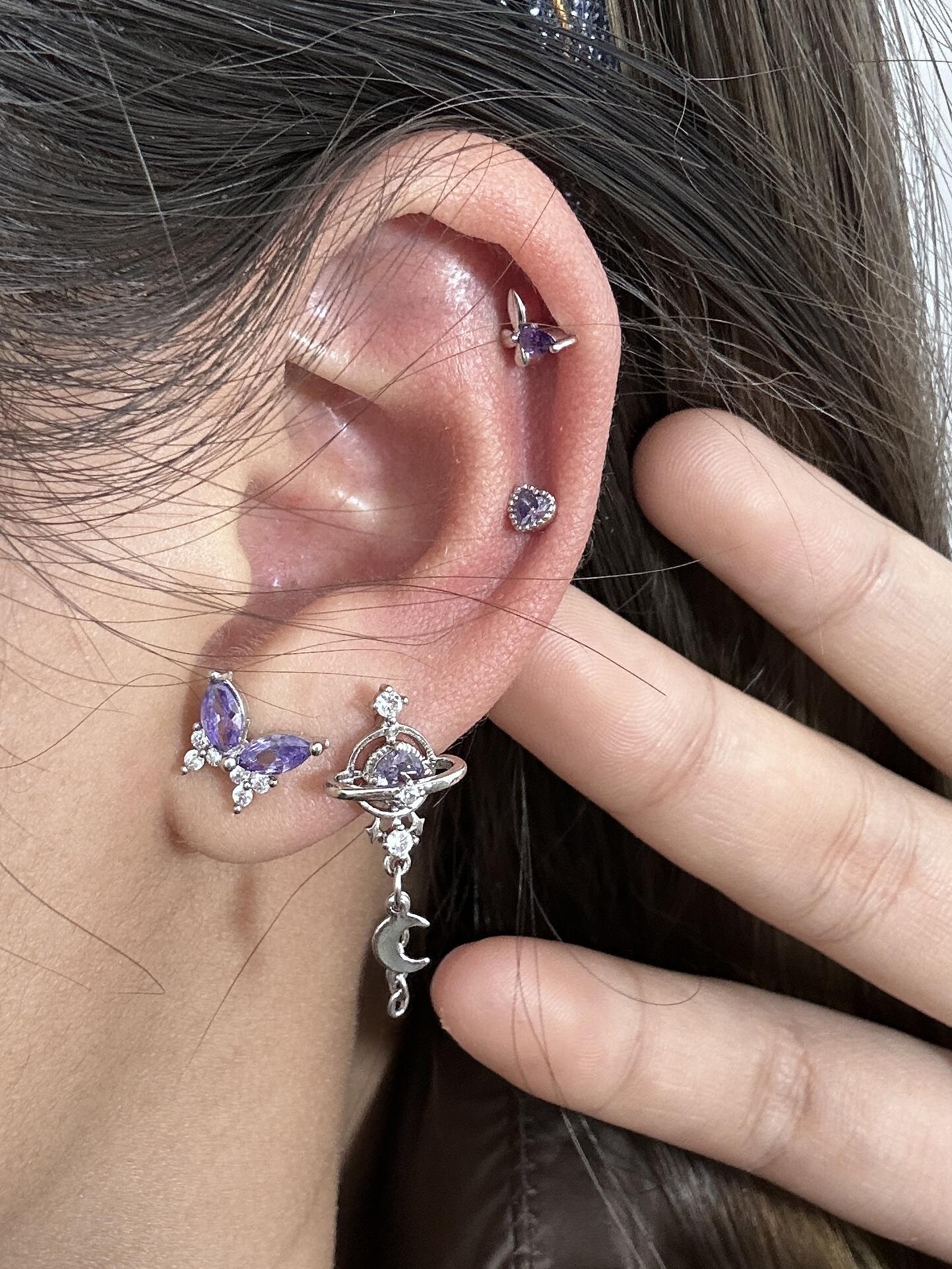 Lilac Eclipse Helix Earrings