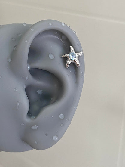Aqua Star Helix Earrings