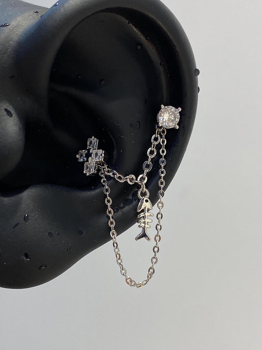 Hanging Fish Chain Earrings