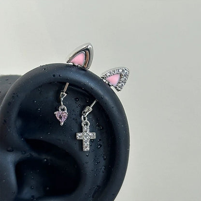 Halo and Hex Vertical Helix Earrings Set